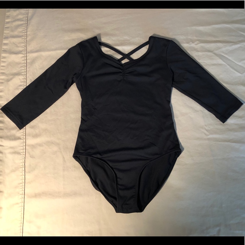 💖GIRLS BLACK DANSKIN LEOTARD, EUC, SZ  7/8💕